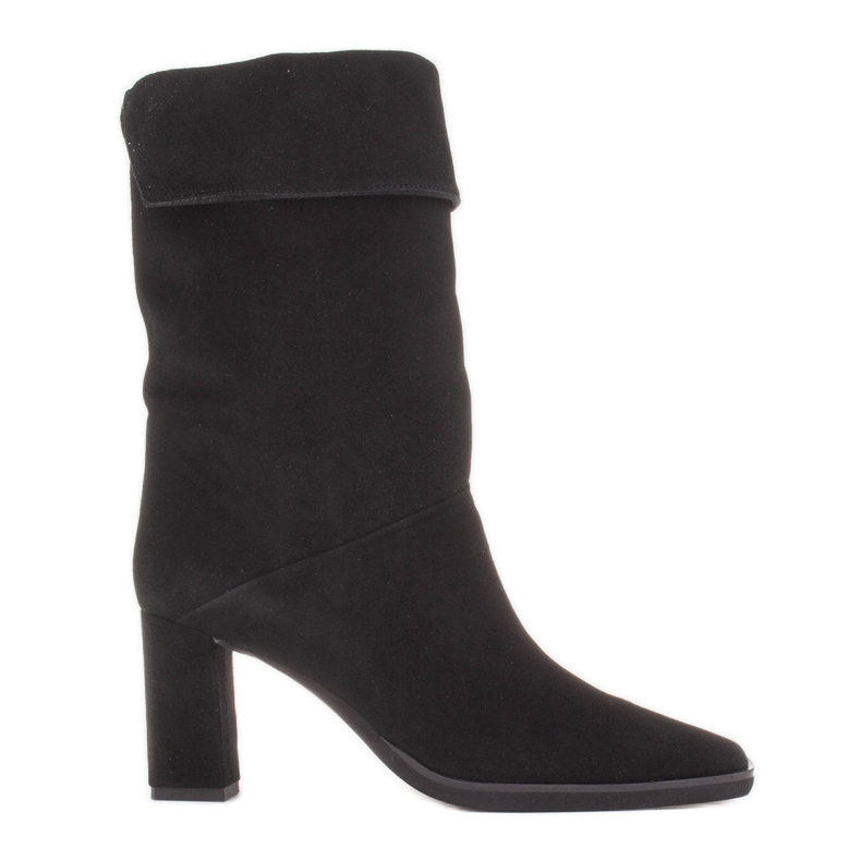 Marco Shoes High-heeled ankle boots with a turn-up collar black