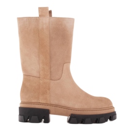 Marco Shoes Suede trapper boots beige Marco Shoes Suede trapper boots beige