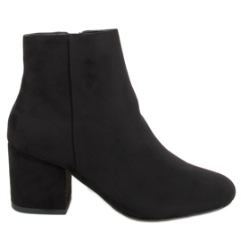 Black suede low-heeled boots 9K6049-1 Black
