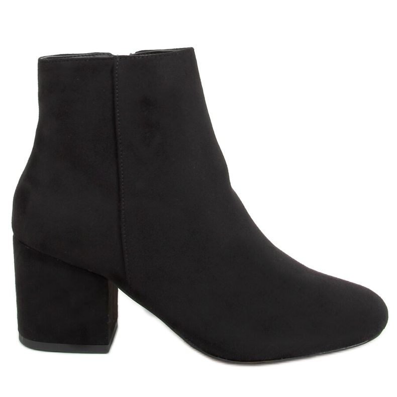 Black suede low-heeled boots 9K6049-1 Black