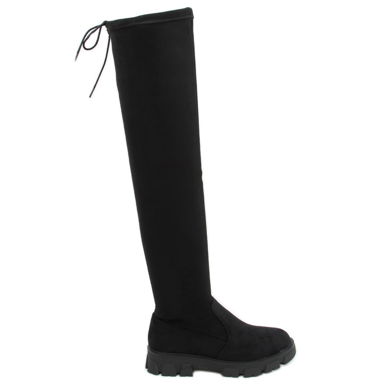 Over-the-knee boots with flat heels black K-99120-1 Black
