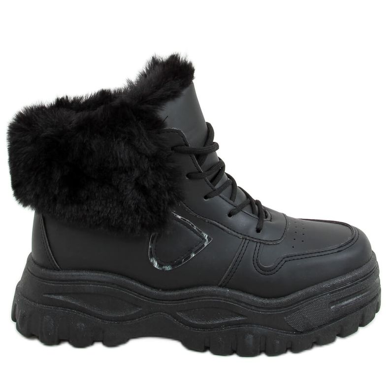 Black ankle boots with fur 2C9XX064-2 Black