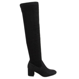 Over-the-knee boots with shiny thread black 168-155 Black Over-the-knee boots with shiny thread black 168-155 Black