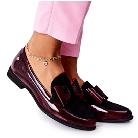 Women's Brogues Maciejka Lacquered Loafers Marbled Burgundy 04099-33 / 00-1