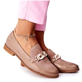 Women's Brogues Maciejka Lacquered Loafers Beige 4099B-04 / 00-1