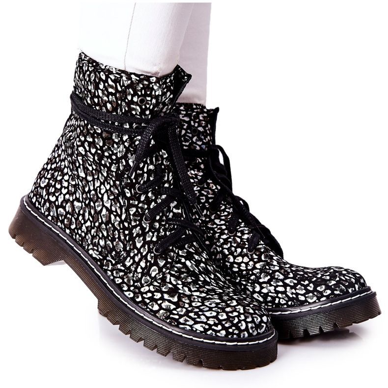Women's boots Glany Workers Maciejka Black-White 01609-48