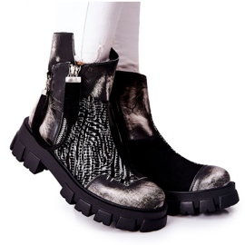 Leather Booties Jodhpur boots Maciejka Black-White 05137-21 Leather Booties Jodhpur boots Maciejka Black-White 05137-21