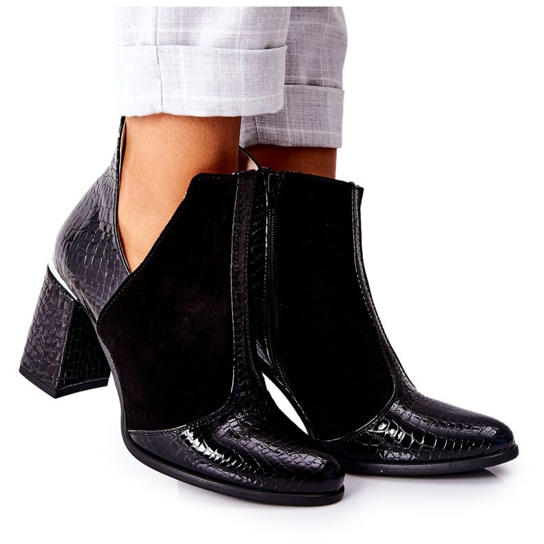 PA2 Women's Leather Boots On A Heel Black I Wish