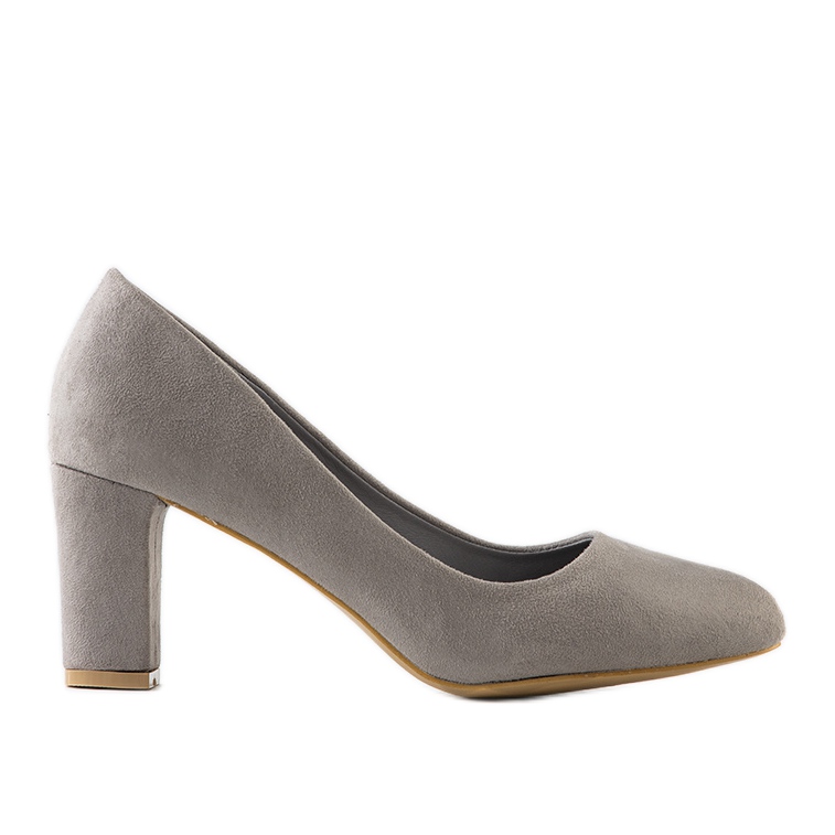 Gray classic pumps on the Barrington post grey