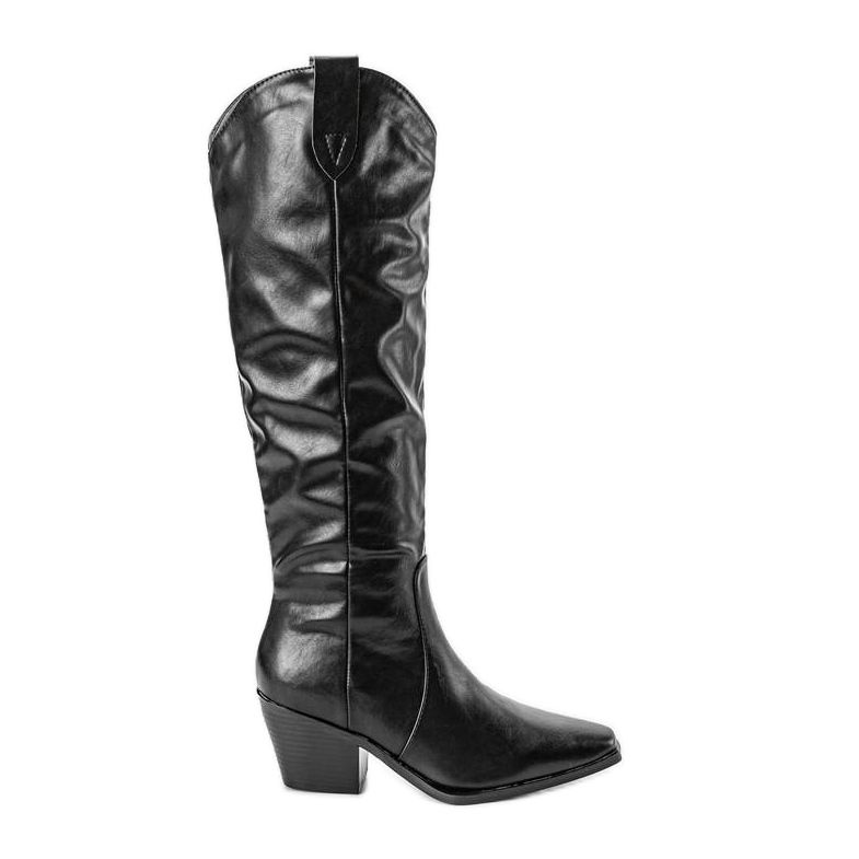 Black cowboy boots on the Norris post