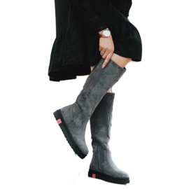 Gray boots on the Lea wedge heel grey