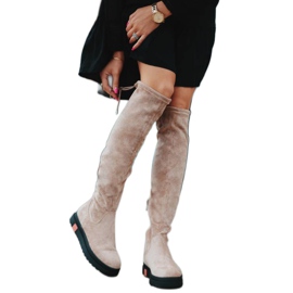 Beige flat decorated boots Lia