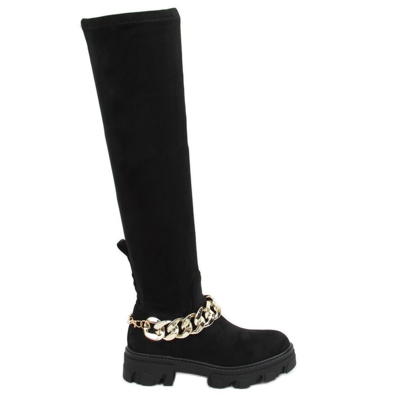 Over-the-knee boots with a thick sole ML174 Microfibre Black