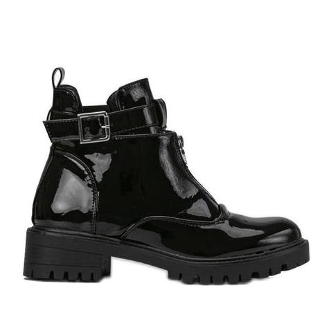 Black patent leather boots from Fossa