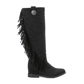 Black boots on a hidden Hally wedge heel Black boots on a hidden Hally wedge heel