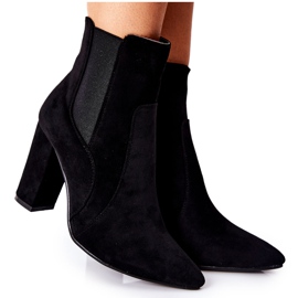 PG1 Women's Suede Boots On A Heel Black Kastren