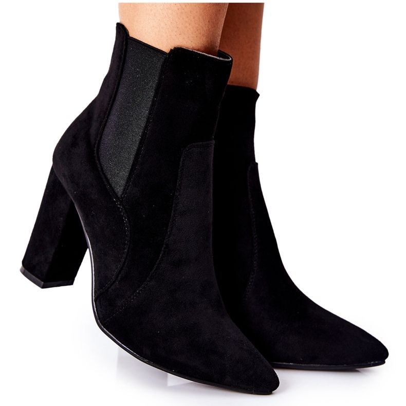 PG1 Women's Suede Boots On A Heel Black Kastren
