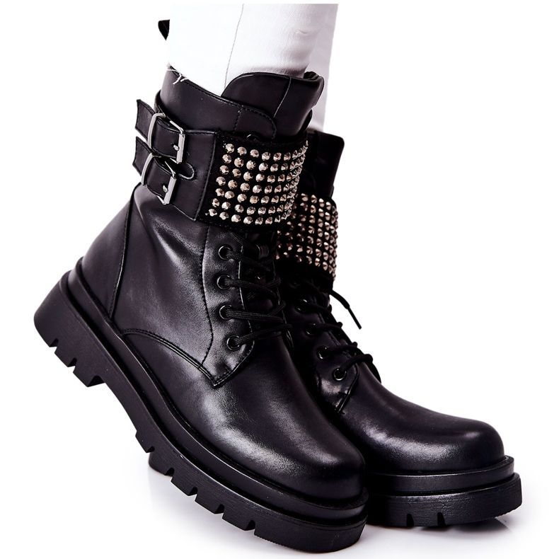 PE1 Women's Boots Workers With Studs Black Eveis