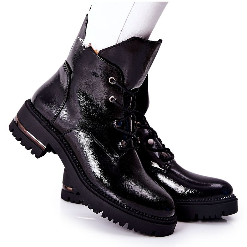 Lacquered Warm Boots Sergio Leone Black TR744