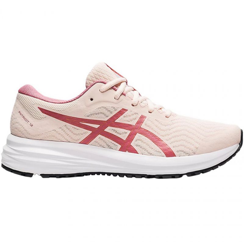 asics womens patriot 6 running shoes white/silver/pink