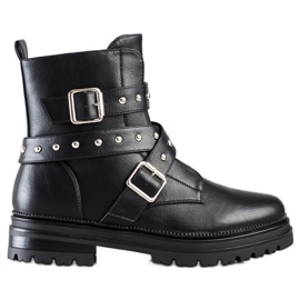 Bestelle Worker Boots With Rhinestones black