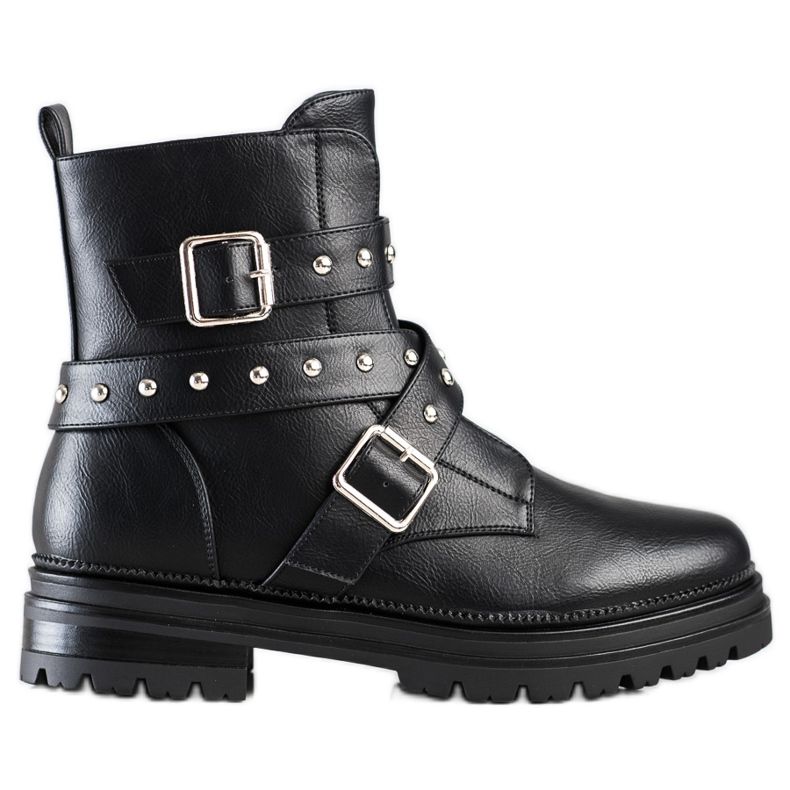 Bestelle Worker Boots With Rhinestones black