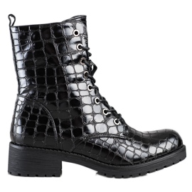 SHELOVET Lace-up Trapper Boots black