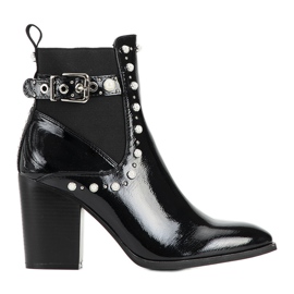 Black patent ankle boots with Bondy studs