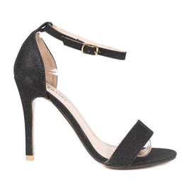 Black sandals on a Silver Night heel