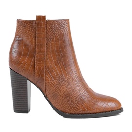 Camel boots on the crocodile post with Remini pattern brown