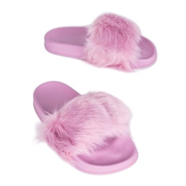 Light purple slippers with Candy fur pink