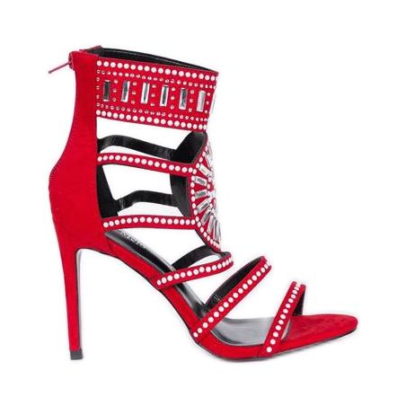 Tisha's red sandals white