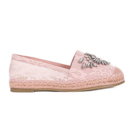 Pink espadrilles with Lordly cubic zirconia