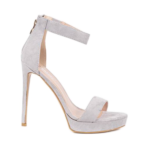 Gray sandals on a high heel Be My Baby pink
