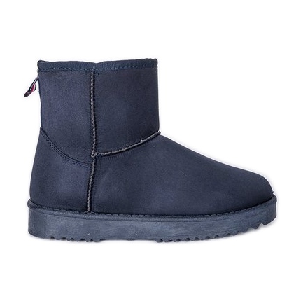 Emmie's navy blue flat-soled snow boots