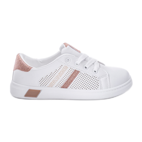 Betsy's pink glitter white trainers