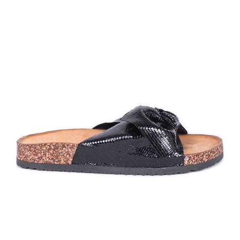 Shiny black Cher slippers