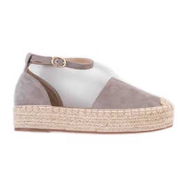 Gray espadrilles on the Summer platform beige grey