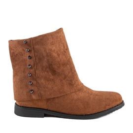 Camel boots on the covered Lana wedge heel brown
