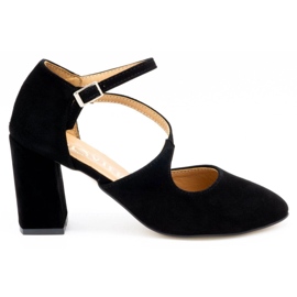 Olivier Women's leather pumps on the post 2211 black nubuck