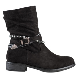 Anesia Paris Suede boots with decorative stripes black