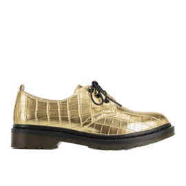 Golden oxfords in the Flaure crocodile skin pattern