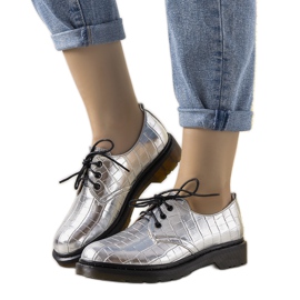 Silver oxfords in the Flaure crocodile skin pattern Silver oxfords in the Flaure crocodile skin pattern
