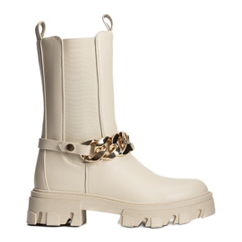 Beige boots with a gold Luce chain Beige boots with a gold Luce chain