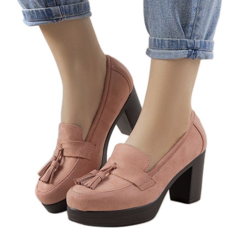 Pink moccasins on the Himmel post