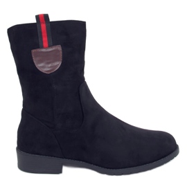 Black women's flat boots 1707 Black