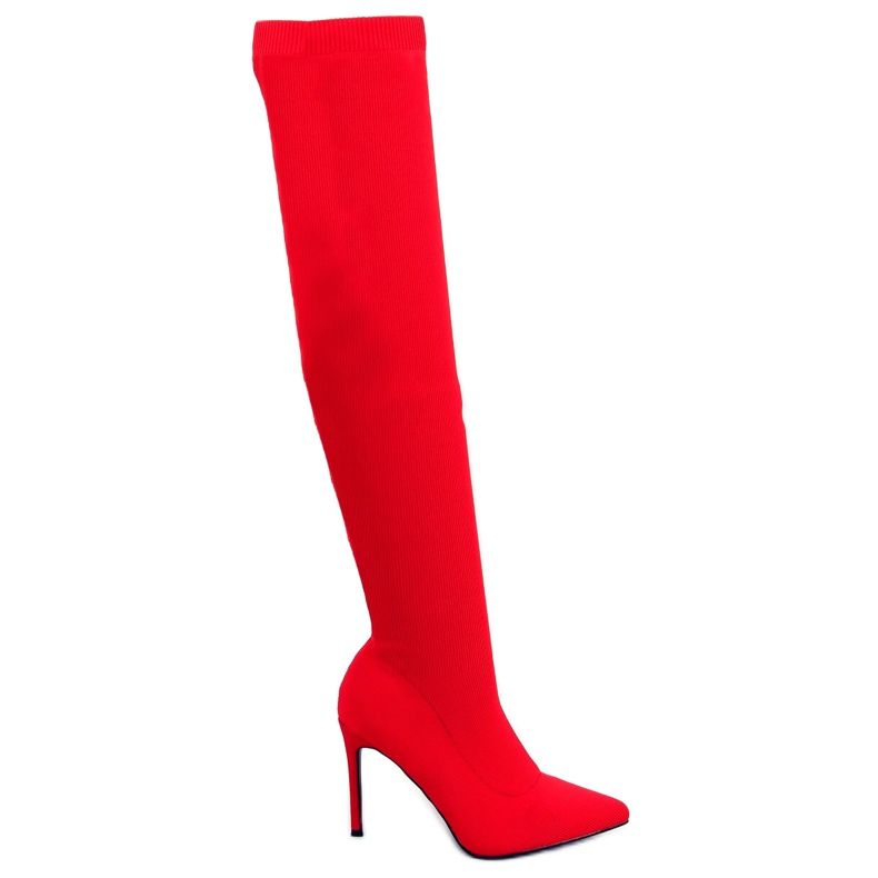 Red sock high boots with stilettos AT-0656-L Red