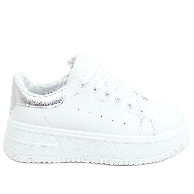 White women's sneakers T0YD8240-5 WHITE / SILVER