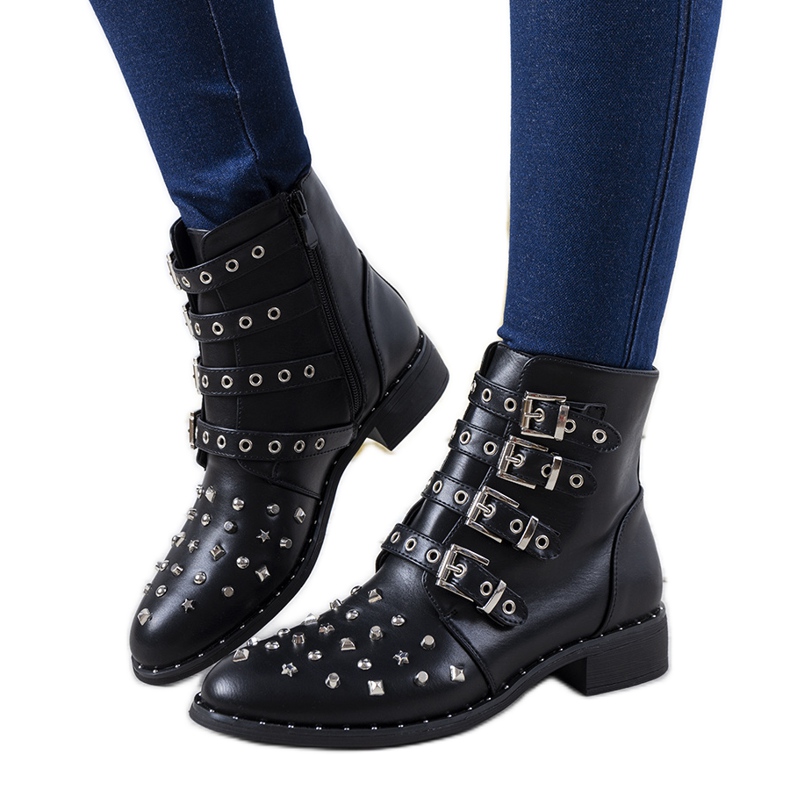 Black, richly decorated women's boots from Meier