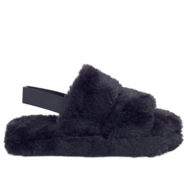 Black women's fur slippers N-92 Black Black women's fur slippers N-92 Black